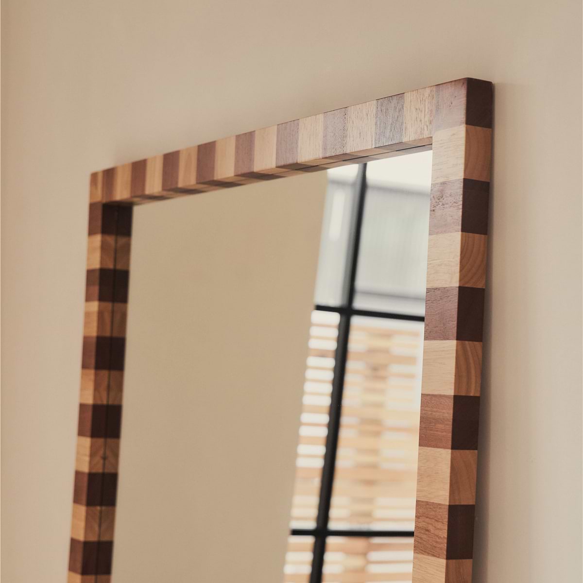 Tessera - Dark Wood & Light Wood Chequered Rectangular Wooden Mirror 180cm x 90cm