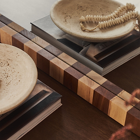 Tessera - Dark Wood & Light Wood Chequered Rectangular Wooden Mirror 120cm x 80cm