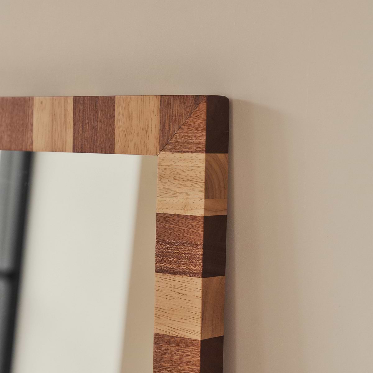 Tessera - Dark Wood & Light Wood Chequered Rectangular Wooden Mirror 120cm x 80cm