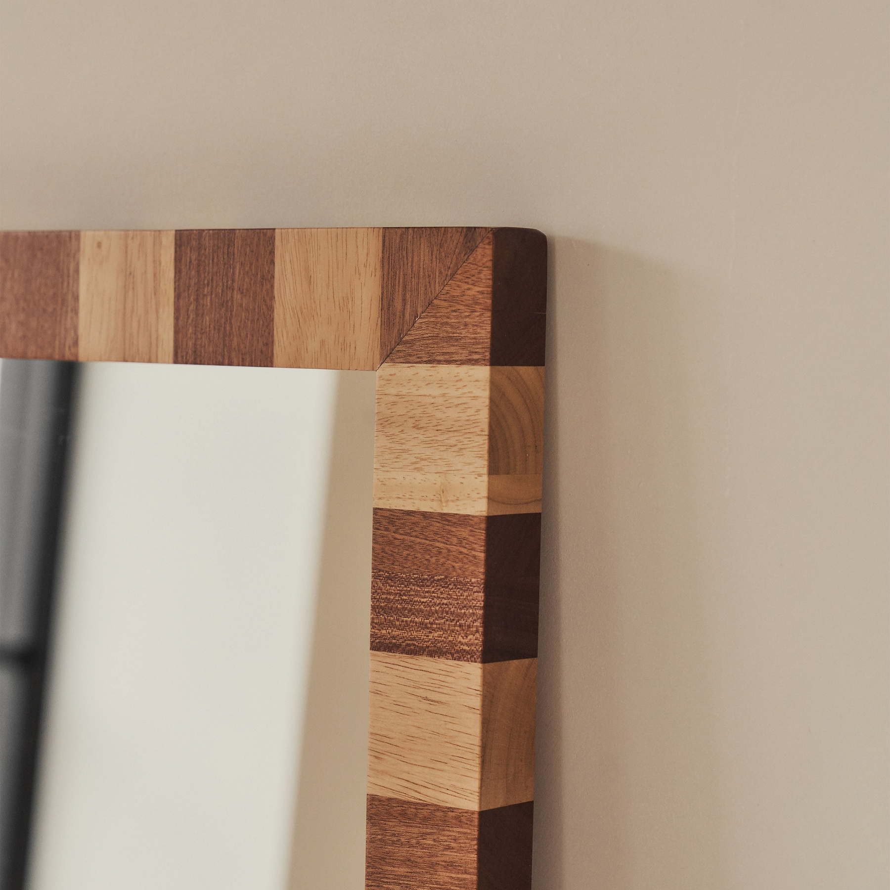 Tessera - Dark Wood & Light Wood Chequered Rectangular Wooden Mirror 120cm x 80cm