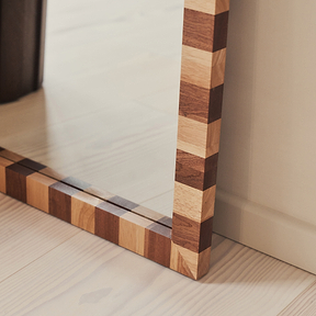 Tessera - Dark Wood & Light Wood Chequered Rectangular Wooden Mirror 180cm x 90cm