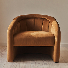 Camille - Curved Velvet Accent Chair Caramel