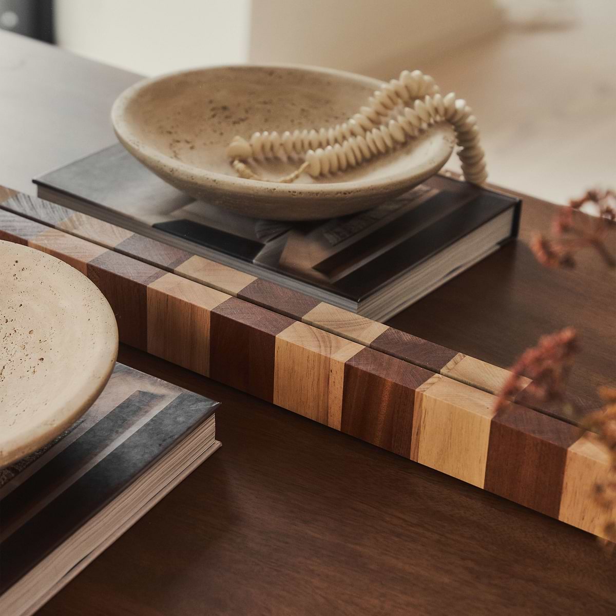 Tessera - Dark Wood & Light Wood Chequered Rectangular Wooden Mirror 120cm x 80cm