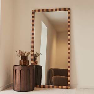 Tessera - Dark Wood & Light Wood Chequered Rectangular Wooden Mirror 180cm x 90cm