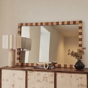 Tessera - Dark Wood & Light Wood Chequered Rectangular Wooden Mirror 120cm x 80cm
