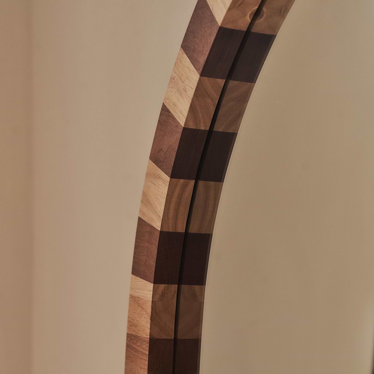 Tessera - Dark Wood & Light Wood Chequered Arched Wooden Mirror 170cm x 80cm