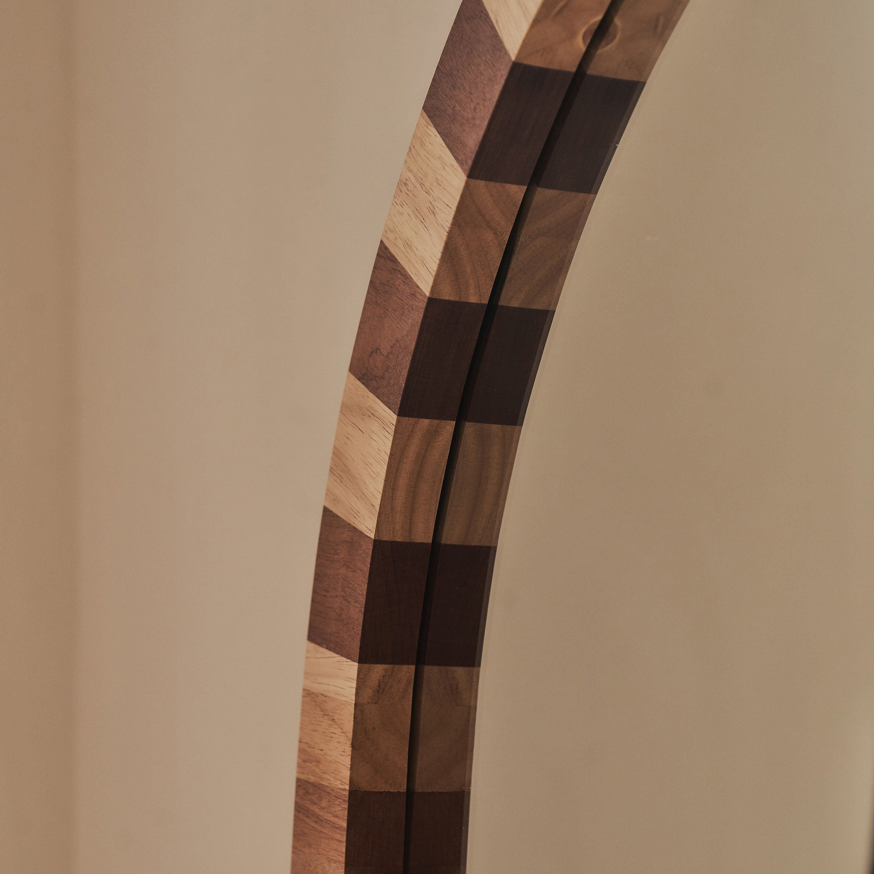 Tessera - Dark Wood & Light Wood Chequered Arched Wooden Mirror 170cm x 80cm
