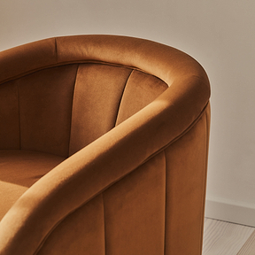 Camille - Curved Velvet Accent Chair Caramel