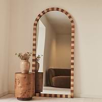 Tessera - Dark Wood & Light Wood Chequered Arched Wooden Mirror 170cm x 80cm