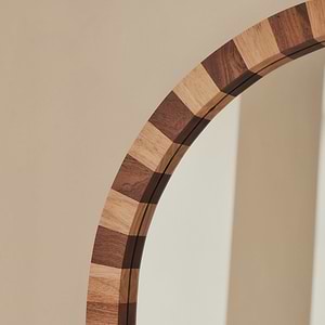 Tessera - Dark Wood & Light Wood Chequered Arched Wooden Mirror 170cm x 80cm
