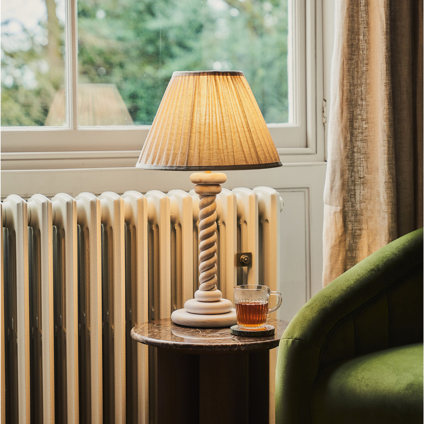 Cordelia - White Washed Wood Pleated Shade Table Lamp