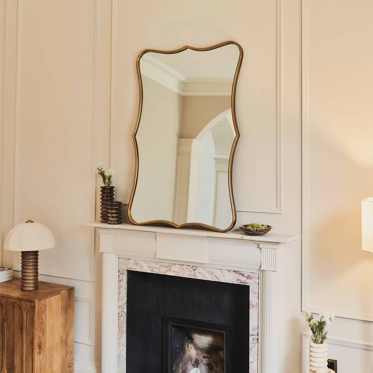 Elise - Gold Art Deco Metal Overmantle Mirror 120cm x 80cm