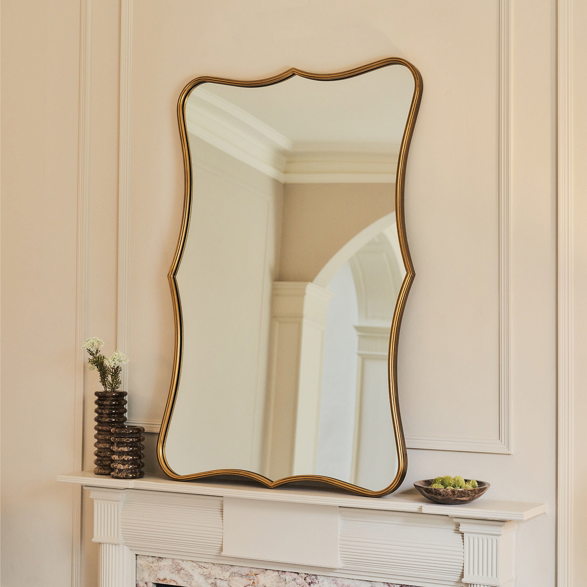 Elise - Gold Art Deco Metal Overmantle Mirror 120cm x 80cm