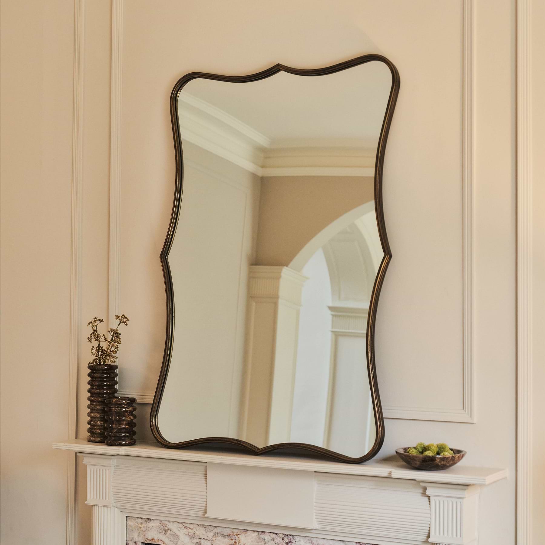 Elise - Antique Bronze Art Deco Metal Overmantle Mirror 120cm x 80cm