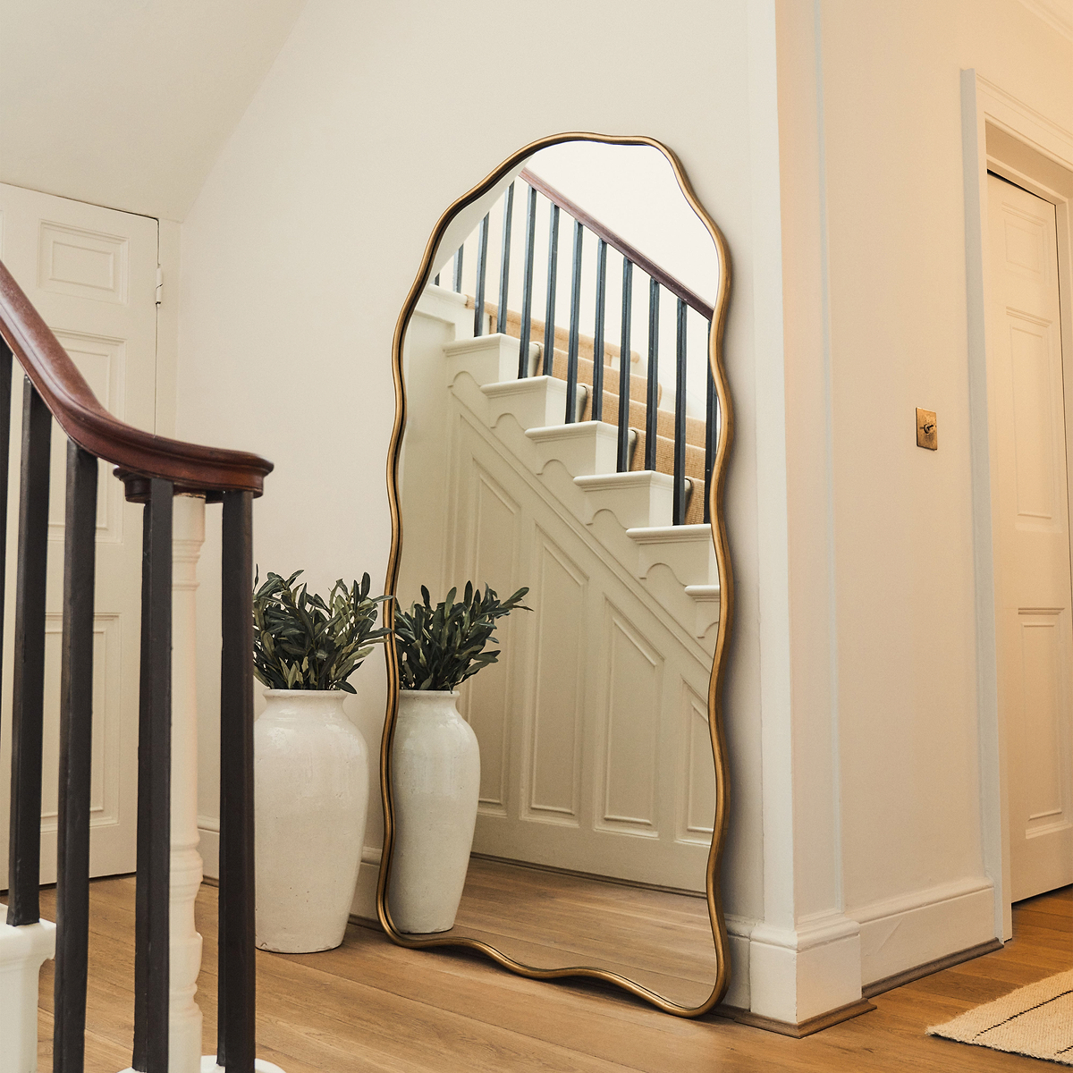 Sabrina - Gold Full Length Wavy Arched Metal Mirror 180cm x 100cm