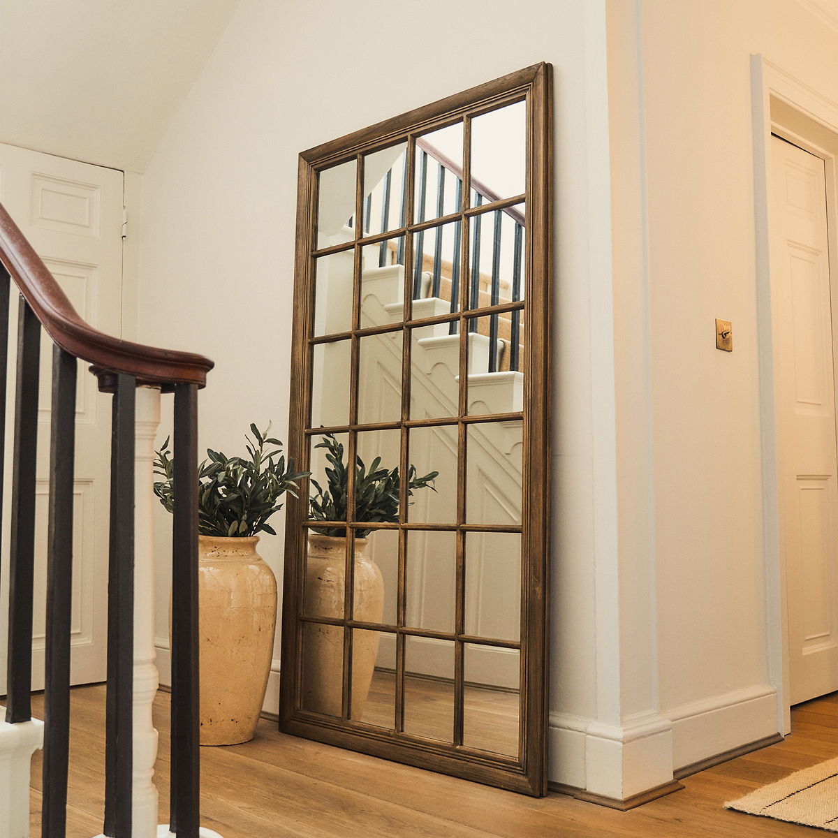 Sasha - Dark Wood Shabby Chic Full Length Window Mirror 180cm x 100cm