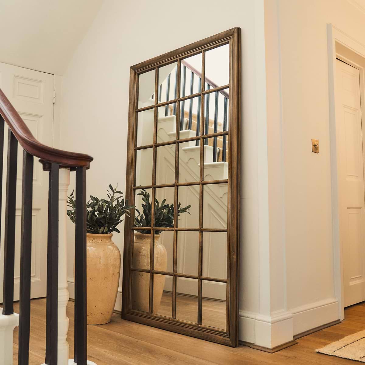 Sasha - Dark Wood Shabby Chic Full Length Window Mirror 180cm x 100cm