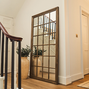 Sasha - Dark Wood Shabby Chic Full Length Window Mirror 180cm x 100cm