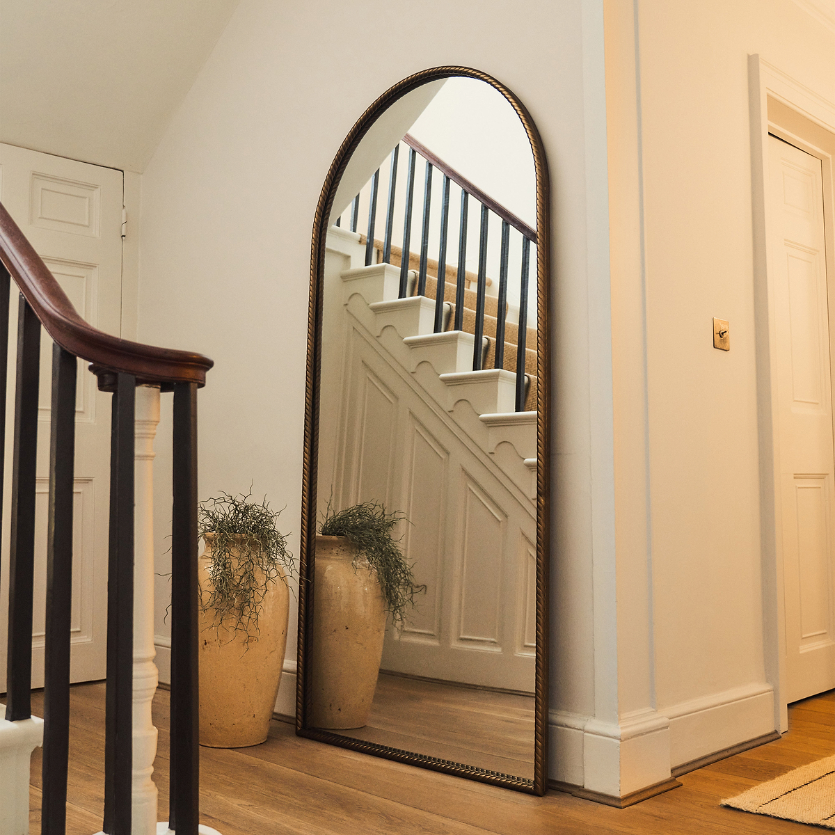 Corra - Antique Bronze Full Length Arched Rope Twist Mirror 190cm x 90cm