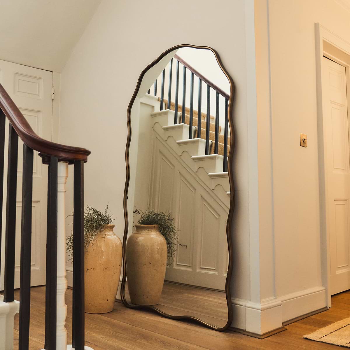 Sabrina - Antique Bronze Full Length Wavy Arched Metal Mirror 180cm x 100cm