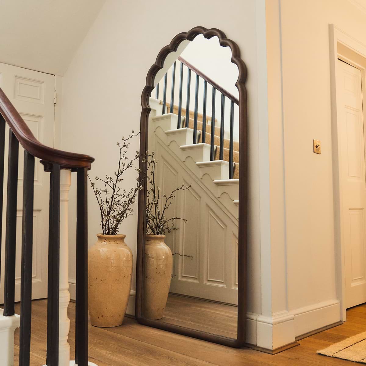 Safi - Full Length Large Arched Dark Wood Mirror 190cm x 90cm