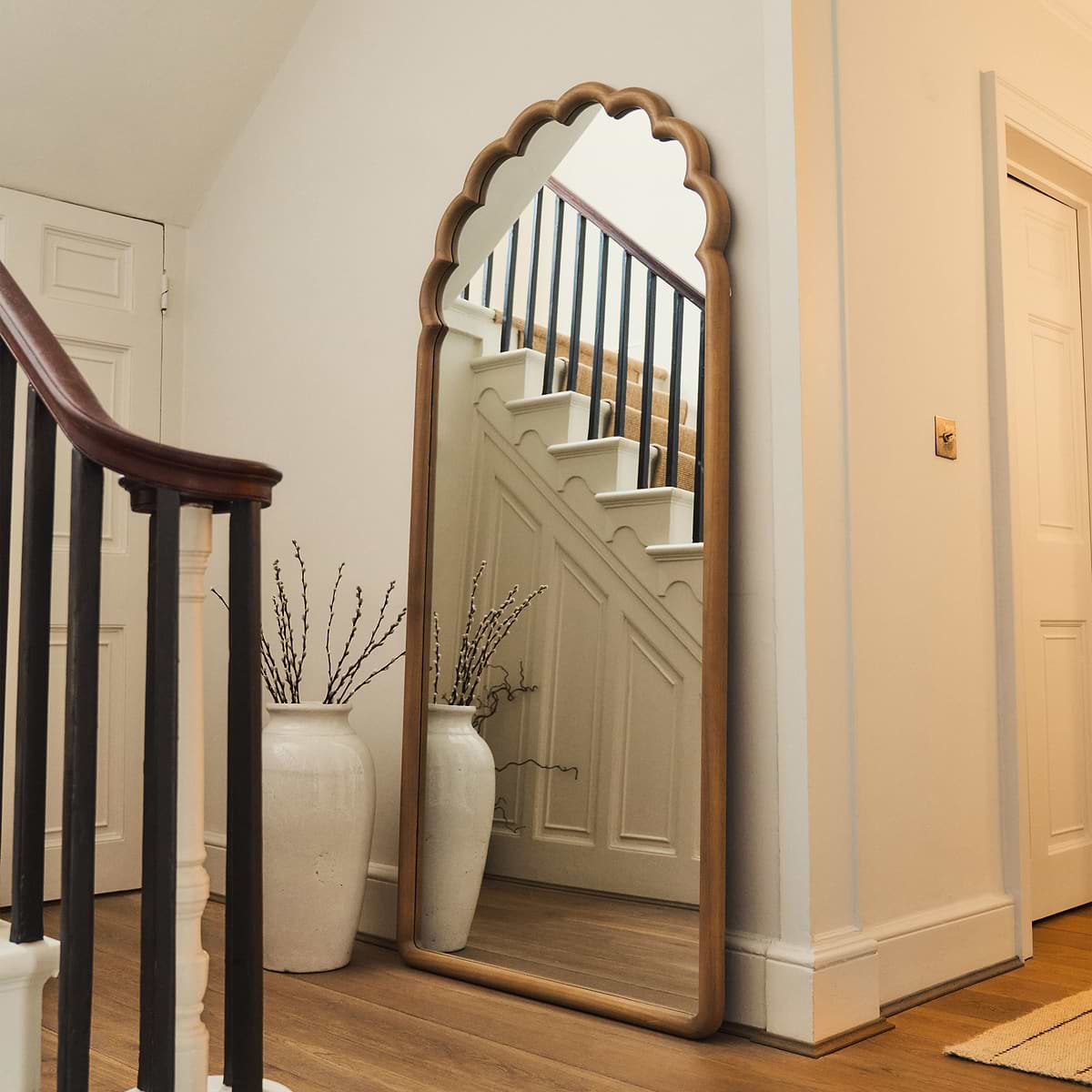 Safi - Full Length Large Arched Warm Wood Mirror 190cm x 90cm