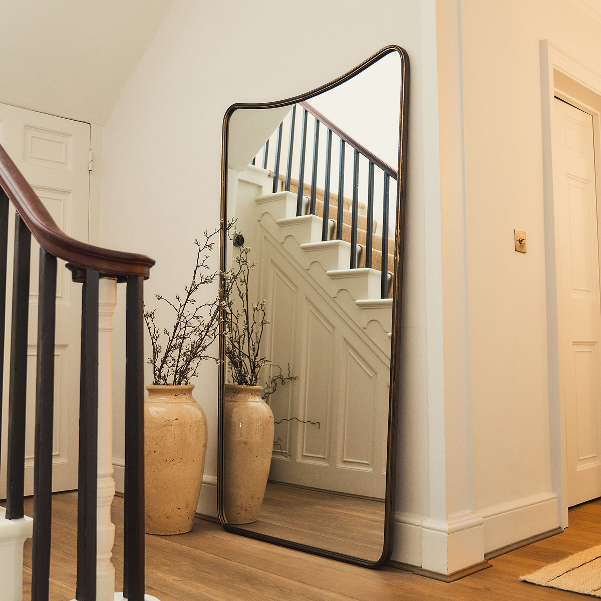 Louis - Antique Bronze Full Length Curved Metal Mirror 180cm x 100cm