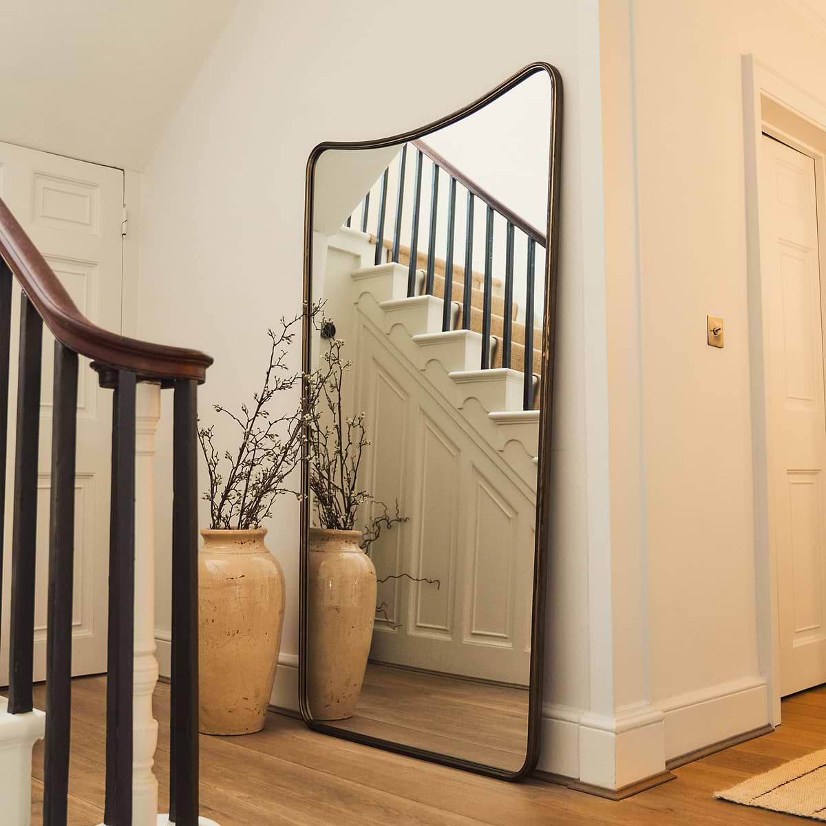 Louis - Antique Bronze Full Length Curved Metal Mirror 180cm x 100cm