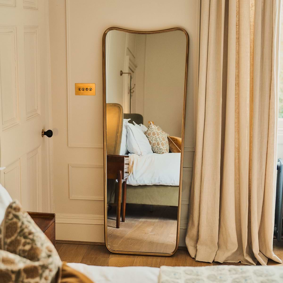 Louis - Gold Full Length Curved Metal Mirror 160cm x 60cm