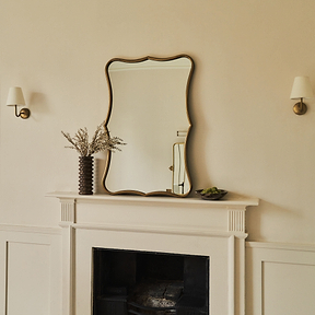 Elise - Gold Art Deco Metal Overmantle Mirror 90cm x 60cm
