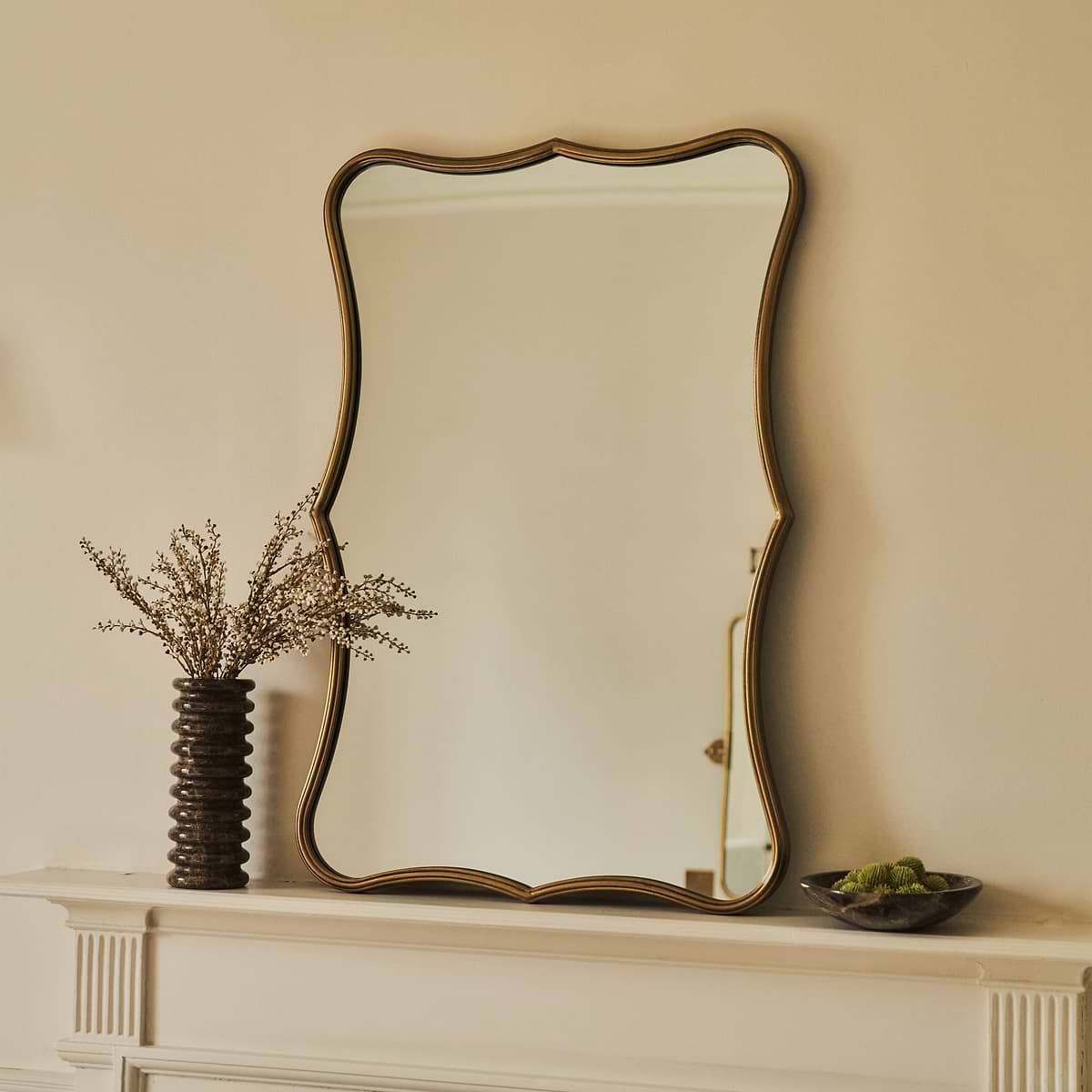 Elise - Gold Art Deco Metal Overmantle Mirror 90cm x 60cm