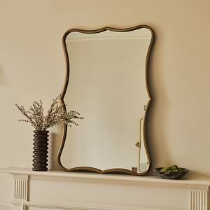 Elise - Gold Art Deco Metal Overmantle Mirror 90cm x 60cm
