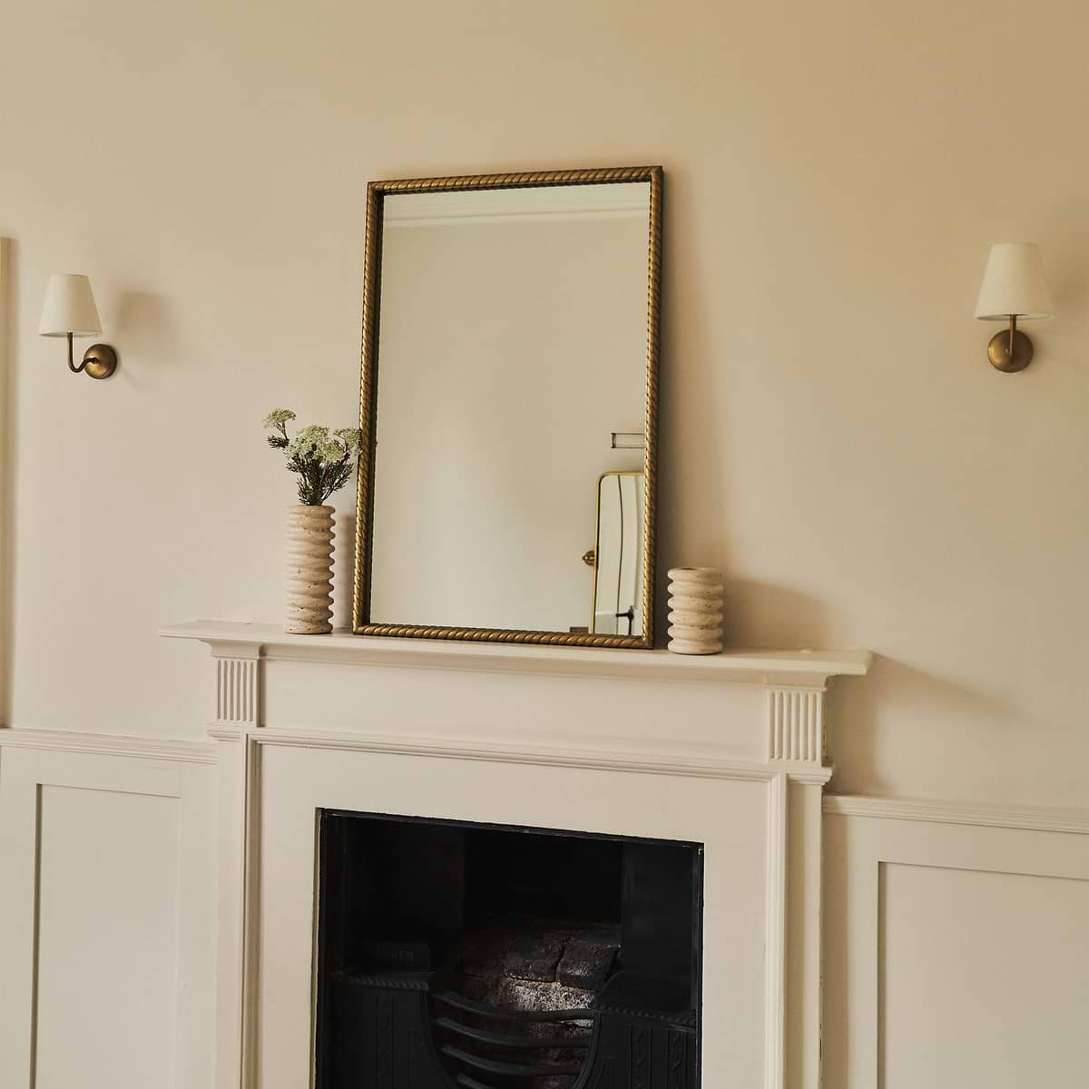 Corra - Gold Rope Twist Metal Overmantle Mirror 90cm x 60cm