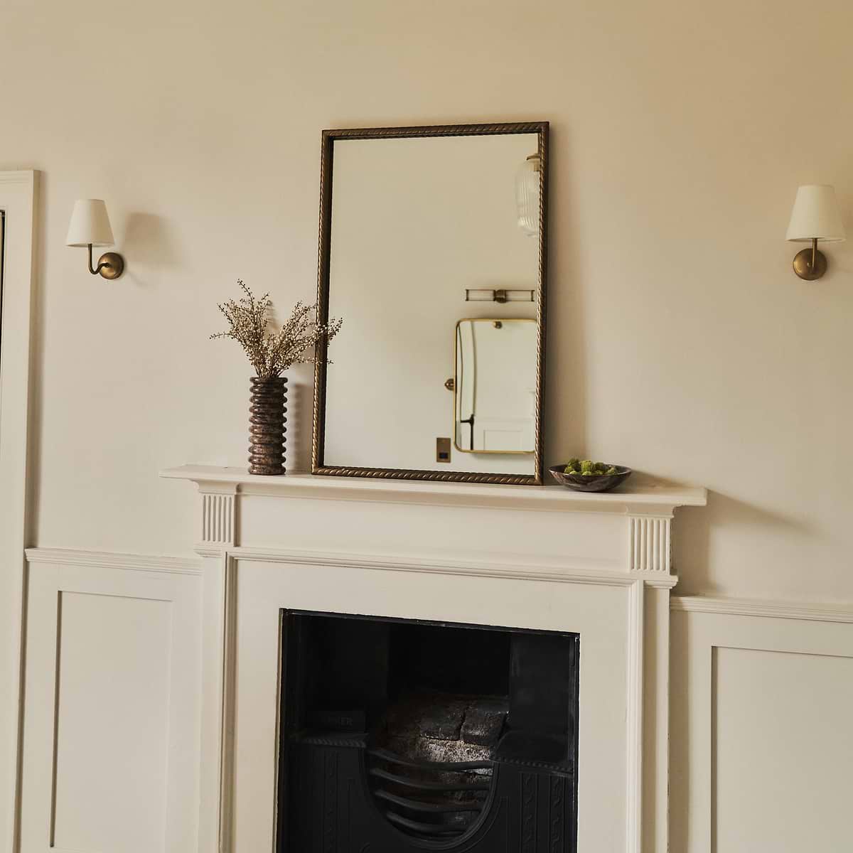 Corra - Antique Bronze Rope Twist Metal Overmantle Mirror 90cm x 60cm