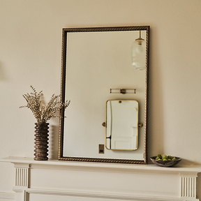 Corra - Antique Bronze Rope Twist Metal Overmantle Mirror 90cm x 60cm