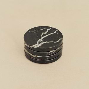 Marbelle - Black Marble Coasters Set of 4 Round