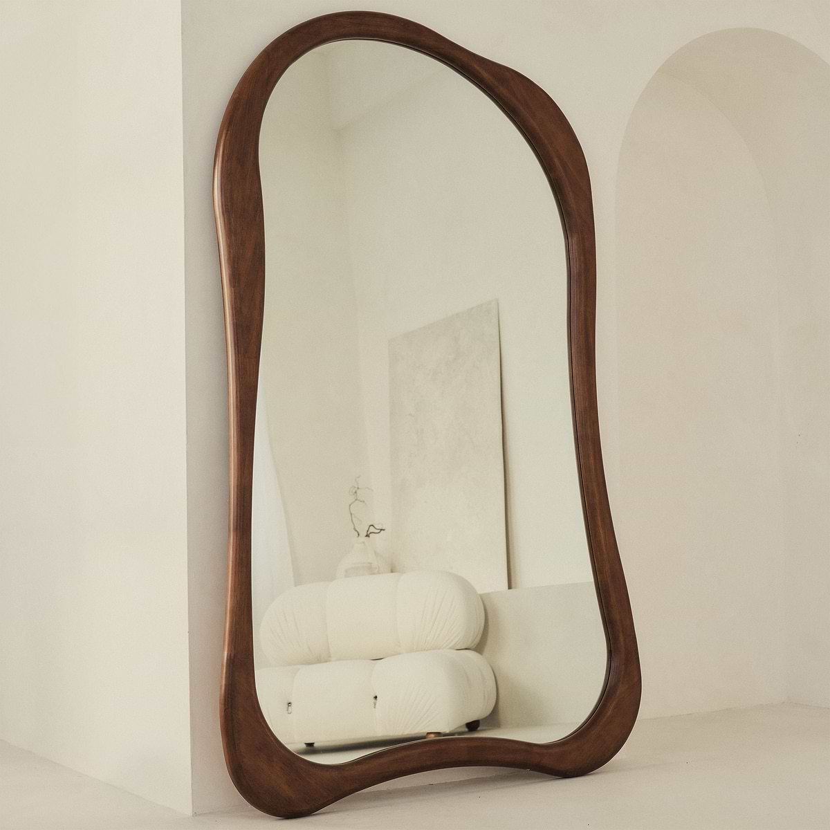 Arcurva - Extra Large Full Length Dark Wood Irregular Mirror 190cm x 120cm