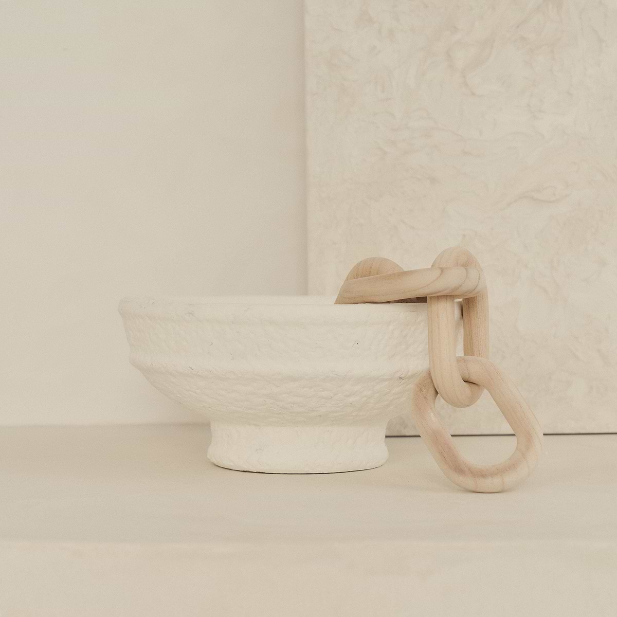 Toledo - Large White Textured Terracotta Bowl