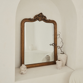 James - Large Gold Arched Wall Mirror 110cm x 80cm