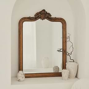 James - Large Gold Arched Wall Mirror 110cm x 80cm