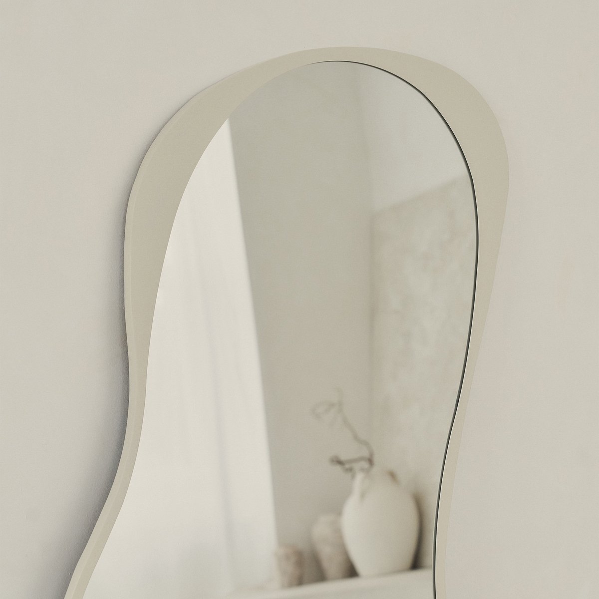 Detail shot of Large Full Length Concrete Metal Irregular Mirror top half