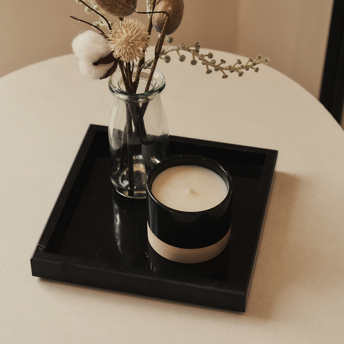 Travara - Black Marble Square Decorative Tray