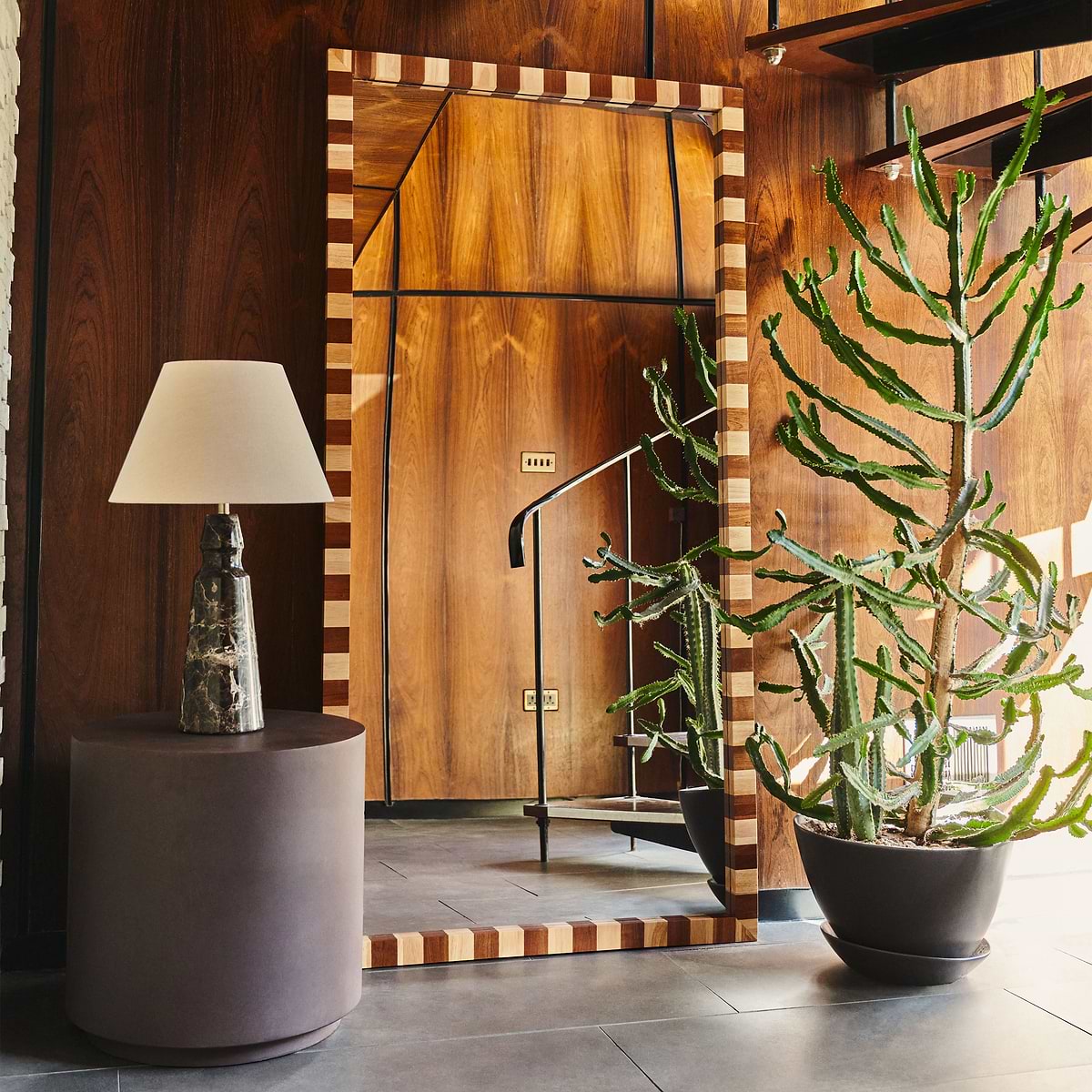 Tessera - Dark Wood & Light Wood Chequered Rectangular Wooden Mirror 180cm x 90cm