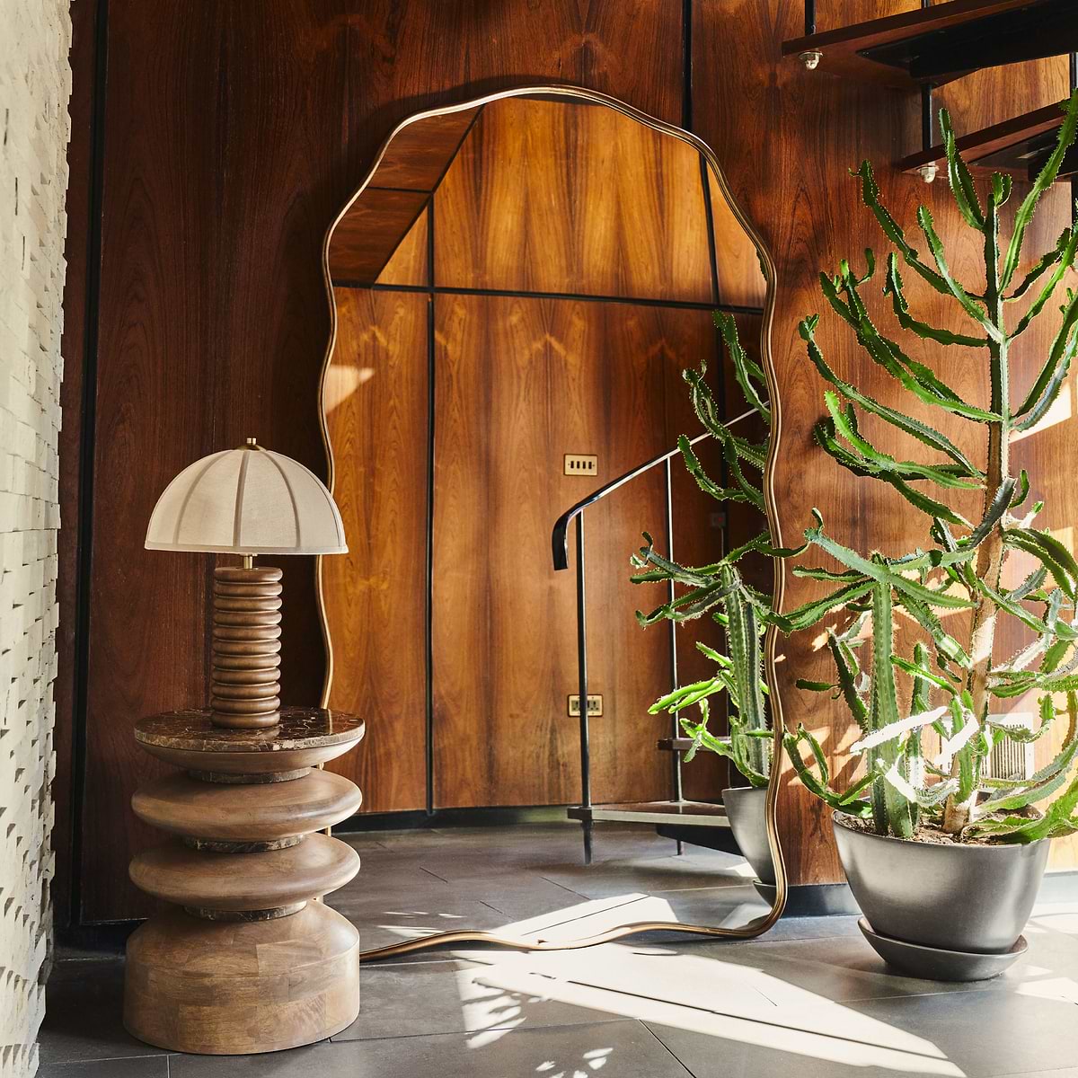 Sabrina - Antique Bronze Full Length Wavy Arched Metal Mirror 180cm x 100cm