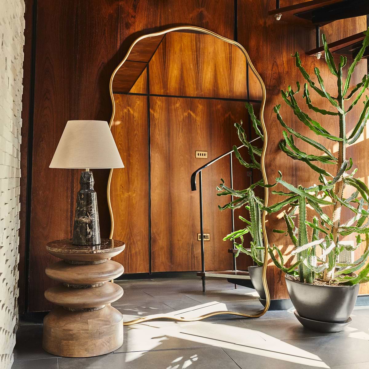 Sabrina - Gold Full Length Wavy Arched Metal Mirror 180cm x 100cm