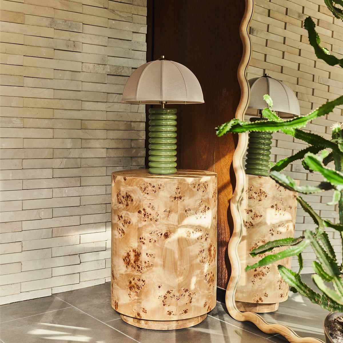 Arbour - Large Natural Burl Wood Premium Round Side Table