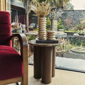 Trivium - Dark Emperador Round Dark Wood Premium Side Table