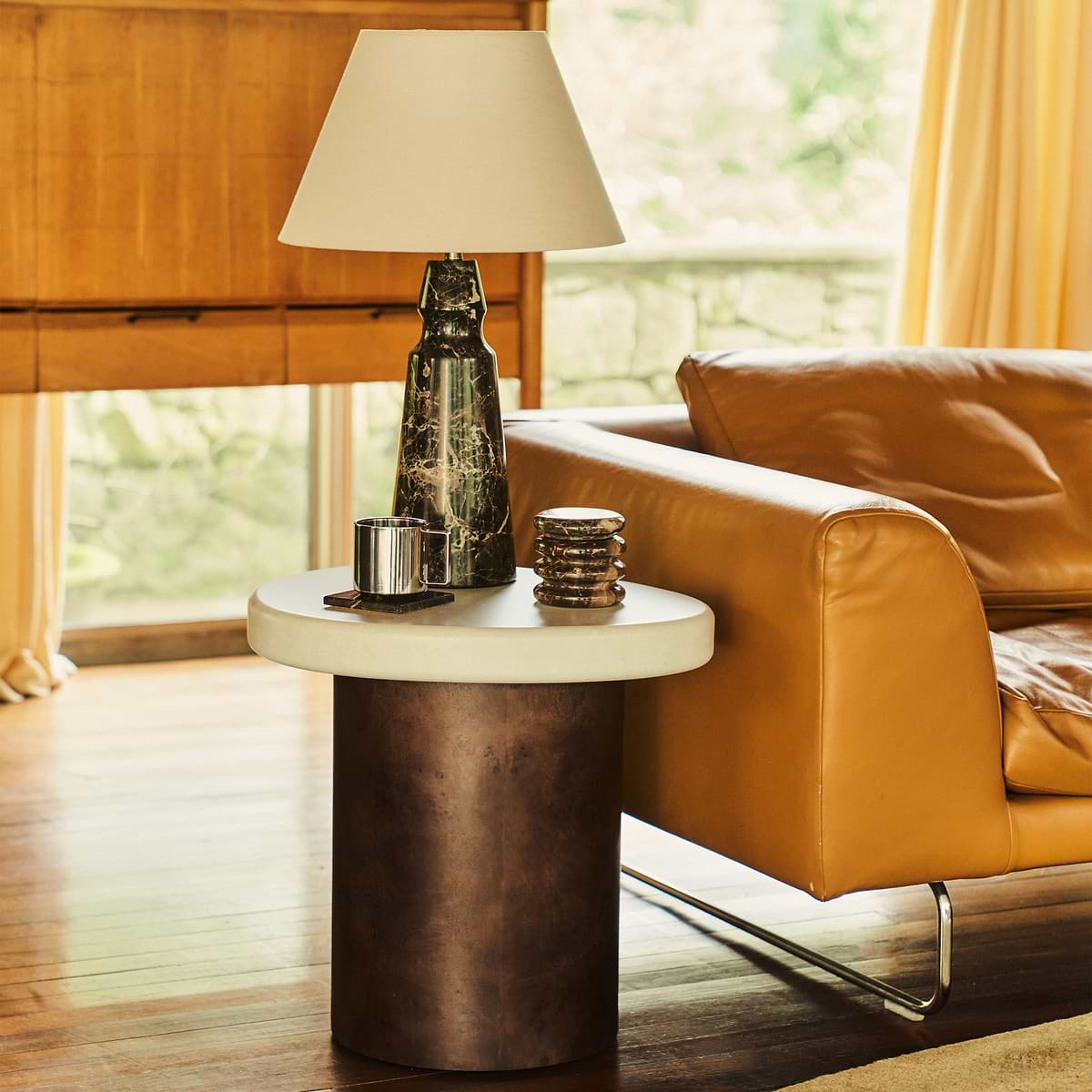 Aegean - Dark Burl Wood & Concrete Irregular Side Table