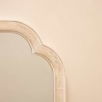 White Washed Wood Arched Overmantle Mirror detail shot of arch design