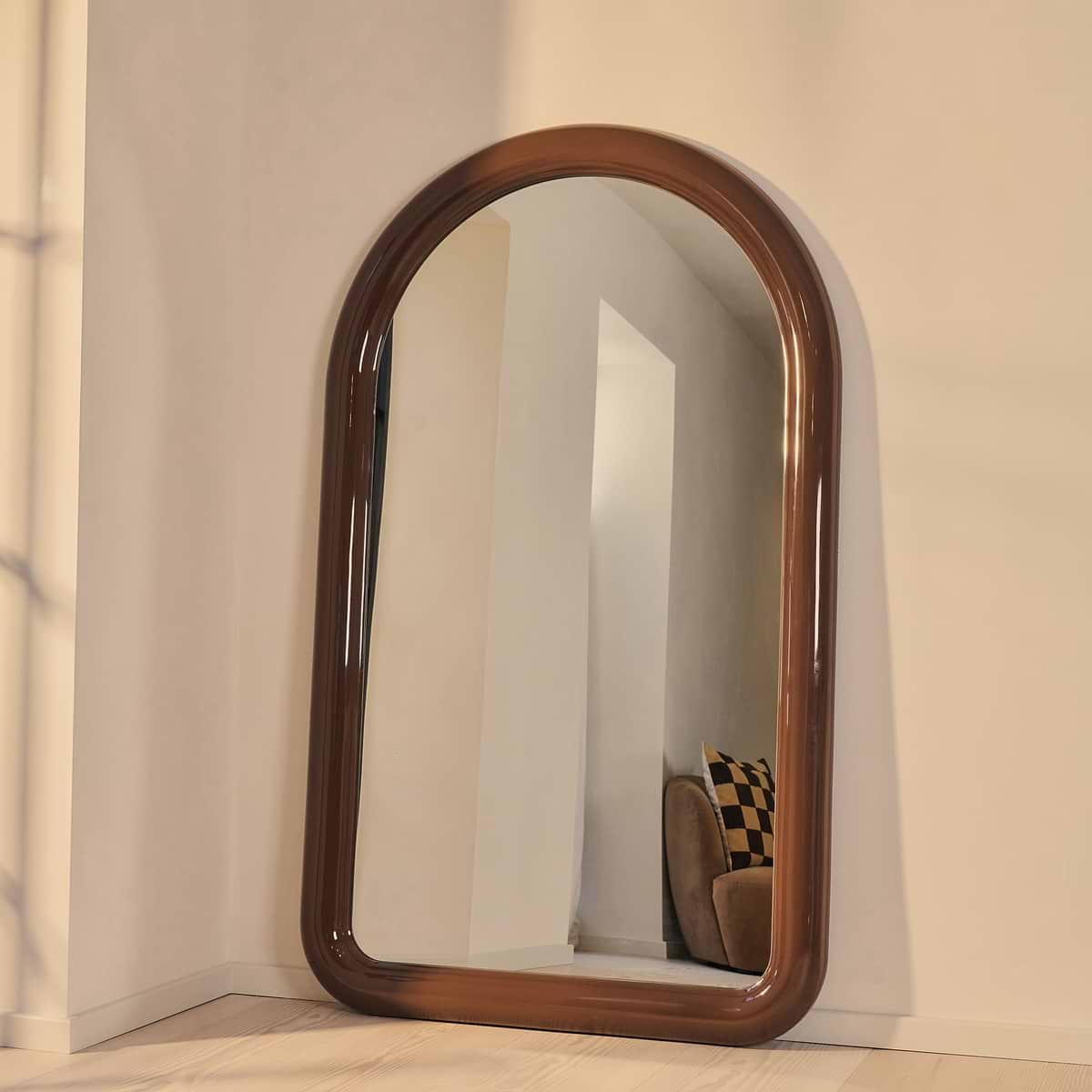 Obsidian - Full Length Arched Chocolate Gloss Extra Large Mirror 200cm x 120cm